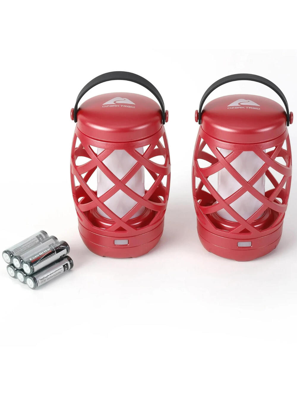 Ozark Trail LED Flame Light Lantern, 100 Lumen, 2 Pack, RED w/ Batteries